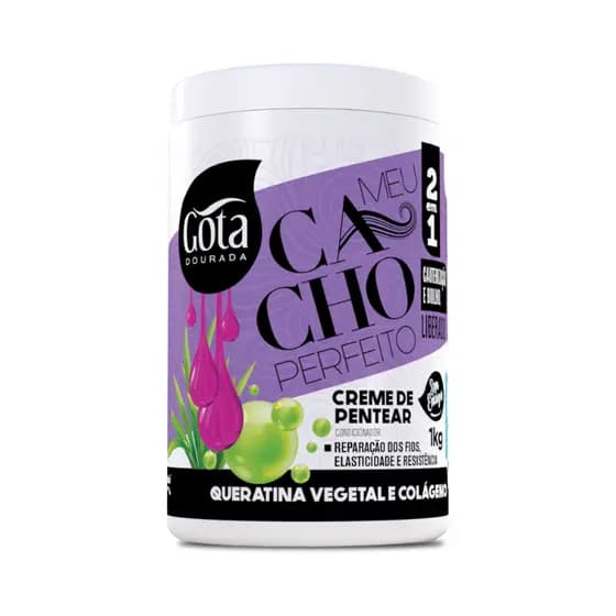 Creme de Pentear Meu Cacho Perfeito Gota Dourada - Queratina Vegetal e Colágeno