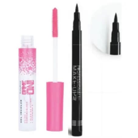 KIT GEL INCOLOR CÍLIOS Ruby Rose Rímel + Caneta Delineadora Professional Ruby Rose Hb-090