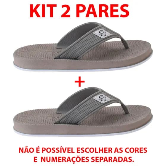 Kit 2 Chinelo Masculino Barato - Chinela Masculina Chinelo Masculino Antiderrapante Cinza