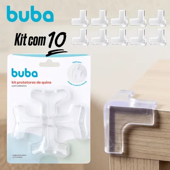 Kit 10 Protetores de Quina Buba Transparente com Adesivo - Segurança para bebês e crianças
