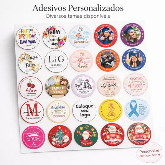Etiquetas Adesivos Personalizados Com Seu Nome E Logo 3x3 ou 5x5 Vinil À Prova d'Água Sua logo