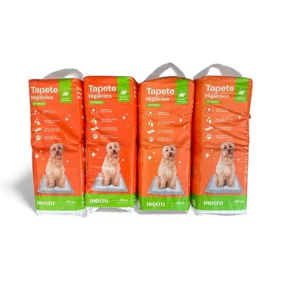 Kit Tapete Higienico Cítrico Meau Ou Patetas Pet 80x60 Cães Super Absorvente Com Camada Extra