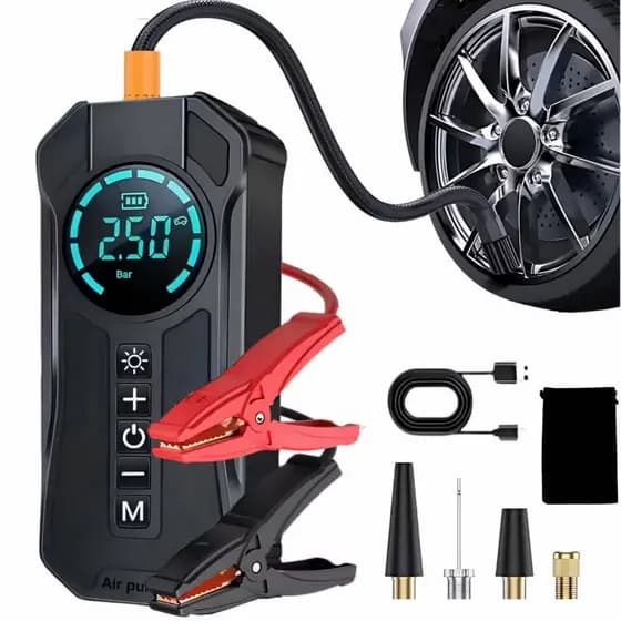 Compressor de Ar Portátil Digital Recarregável Inflador Pneu Carro Moto Bike USB LED