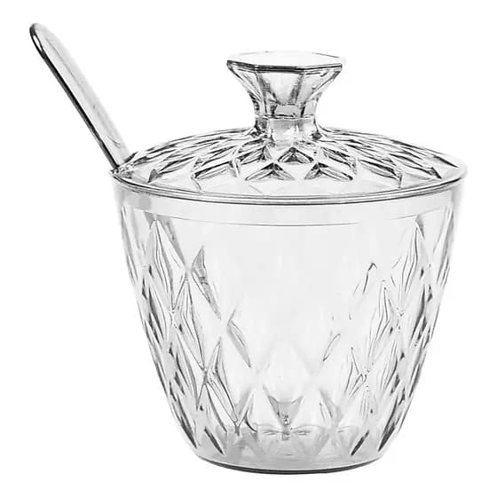 Açucareiro De Acrílico Transparente Com Colher Modelo Luxuoso