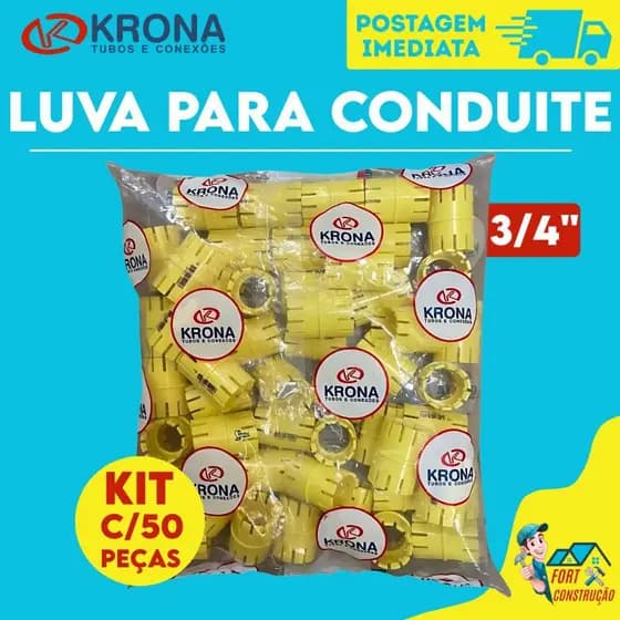 Luva P/conduite Pvc Krona Amarela 3/4 Kit C/50