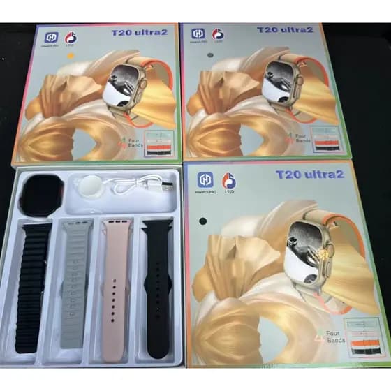 Smartwatch T20 Ultra com 4 Pulseiras - Tela 2.09" + Carga Sem Fio