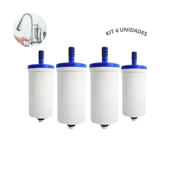 Kit 4 Refil Vela Pro Saúde Filtro De Torneira Pia De Cozinha