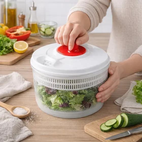Centrifugador Manual de Salada com Escorredor Cesto Removível Cor Sortida Legumes Frescos
