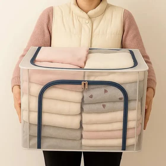 Caixa Organizadora Empilhável Roupa Armário Objetos Lavanderia Quarto 100L 66L 24L Multiuso