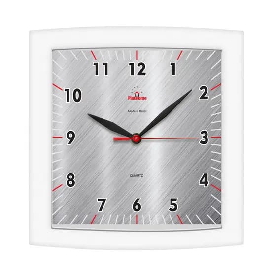 Relógio de Parede Alpha Moderno Branco Plashome Escritório Cozinha e Sala