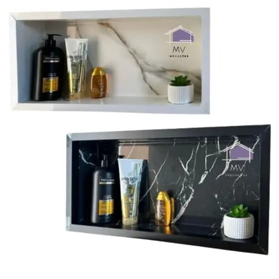 NICHO DE PORCELANATO PARA BANHEIRO 60X30 CM DE EMBUTIR NA PAREDE PORTA SHAMPOO