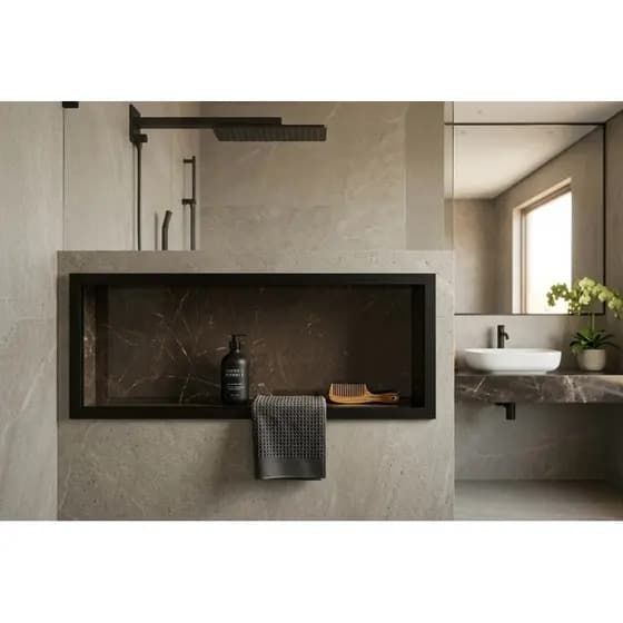 NICHO DE PORCELANATO PARA BANHEIRO 80x35 CM DE EMBUTIR NA PAREDE PORTA SHAMPOO