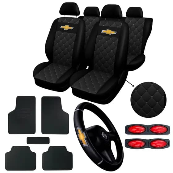 kit Capa de Banco Automotivo Carro Couro Celta Corsa Classic Onix Novo Prisma Vectra Astra + tapete