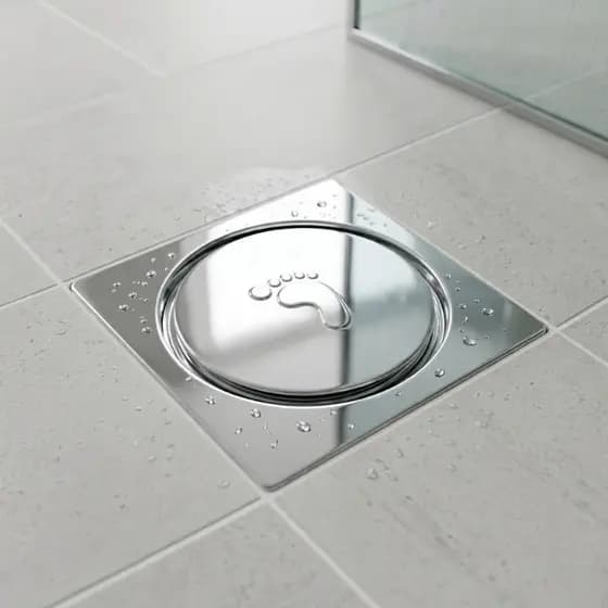 Ralo Click Inteligente em Plastico ABS 10x10 Cromado Piso Banheiro Quadrado Redondo