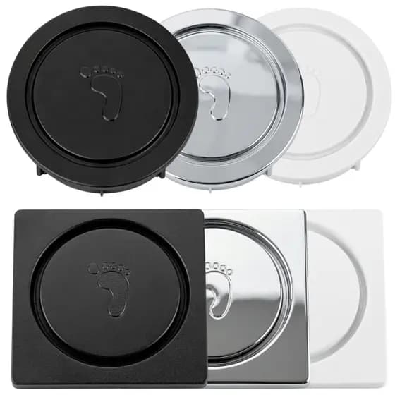 Ralo Click Inteligente em Plastico ABS 10x10 Cromado Preto Branco Piso Banheiro Quadrado Redondo