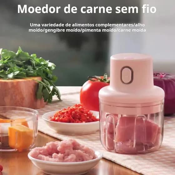 Mini Processador Triturador cozinha Sem Fio Elétrico 250ML processador de alimentos Alho Gengibre