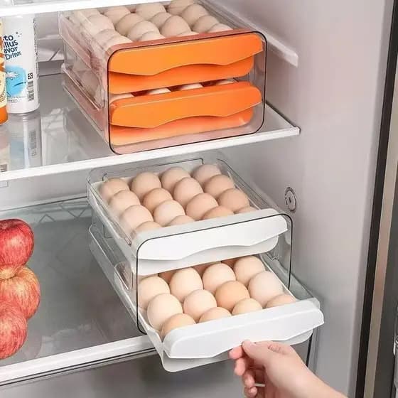 Organizador Porta Ovos Suporte 2- 4 Andares Rolante Para ate 32 Ovos Dispenser Armazena e organizador de Geladeira