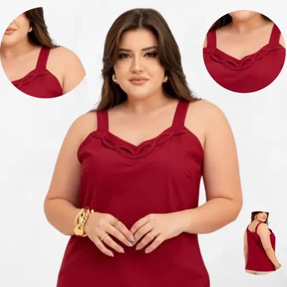 Blusa Regata Feminina Alça Larga Oito Tecido Crepe Duna Crepinho Social Basica Plus Size Lisa Casual Estilosa Tendencia