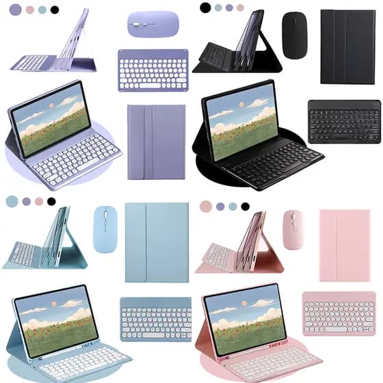 Capa Para Tablet Samsung Tab S6 Lite Com Abnt2 Redondo Teclado (Com Ç) E Mouse Bluetooth Sem Fio - P615, P620, P625