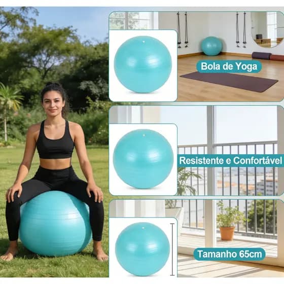 55-65cm Sports Yoga Pilates Fitness Ball com bomba grátis cor enviada aleatoriamente
