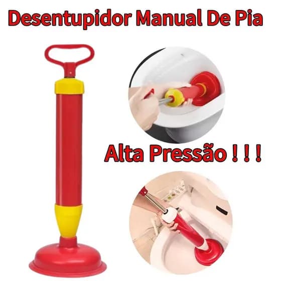 Desentupidor Manual De Vaso Sanitário Pia Ralo Cano Esgoto Tipo Bomba De Sucção Entrega Imediato