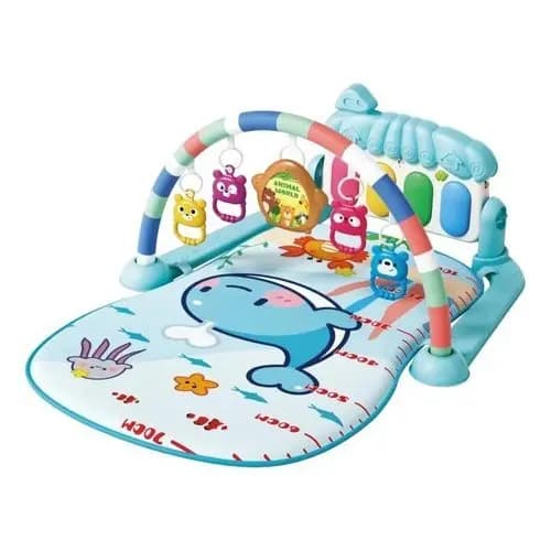 Tapete Musical Para Bebê Com Piano Interativo Azul Estimulo Sensorial Diversao Educativo