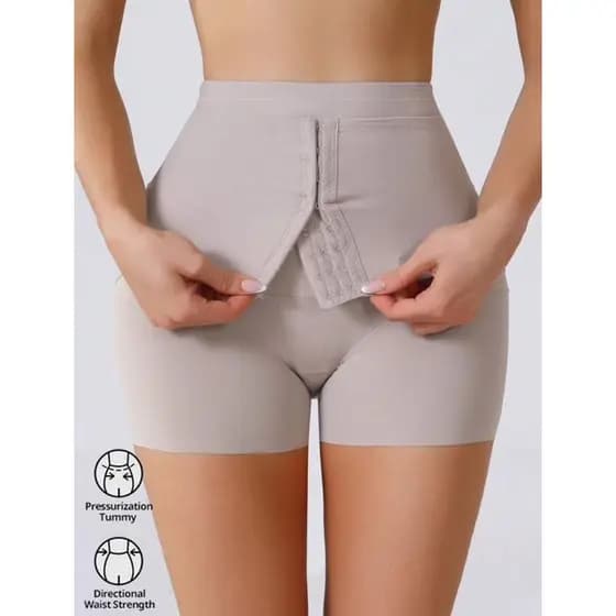 Short Cinta Modeladora Segunda Pele Fecho Em Colchete Empina Bumbum