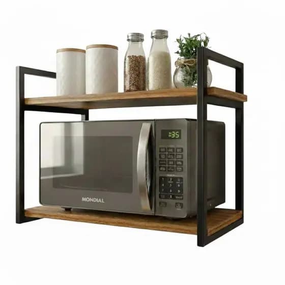 Nicho Microondas 60cm Suporte Reforçado Metalon Prateleira Aço Industrial Cozinha Organizador