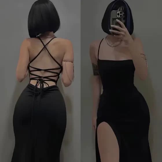 VESTIDO LONGO SUPLEX PREMIUM COM FENDA E BOJO COSTAS TRANÇADAS