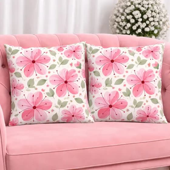 KIT 2 Capas Para Almofadas Decorativas de Luxo, Estilo Moderno Flores Floral Natureza Lar Amor Sublimadas 45x45