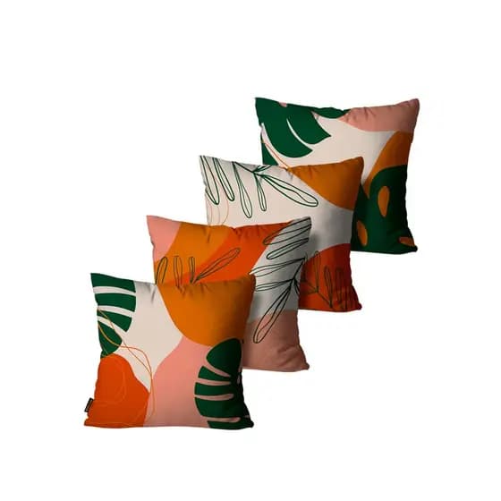Kit com 4 Capas de Almofadas Decorativa Abstratas Terracota