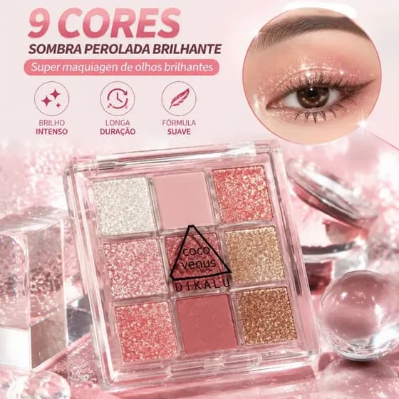 9 COR Paleta de Sombra Colorida Sombra Perolada Brilhante Super Maquiagem de Olhos Brilhantes