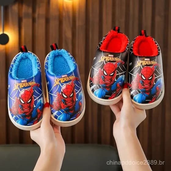 Pantufa Homem-Aranha De Desenho Animado infantil De Inverno Quente Meninos Meninas Antiderrapante - Confortável