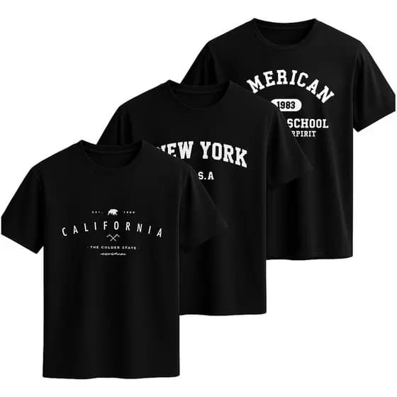 Kit 3 Camisetas Básicas Masculina Estampada Dtf 100% Algodão