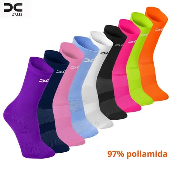Kit 2 pares Meia Esportiva Corrida Unissex Cano Médio Esportes Academia Gym Dry Fit 97% Poliamida