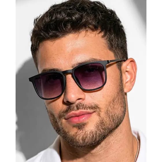 Óculos de Sol Madrid Preto Degradê Quadrado Premium Clássico uv400 Feminino Masculino