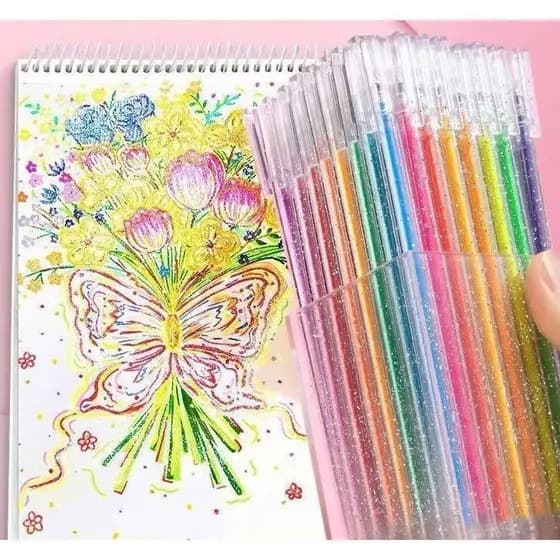 Caneta Gel Brilhante Colorida Caneta Flash Caneta de Diário de Estudante Caneta de Conta Especi 48 /PCS