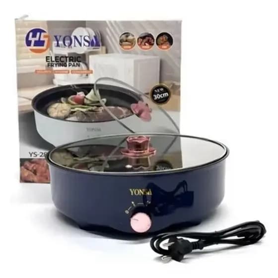 Panela Assadeira Elétrica Multifuncional Assa Frita Cozinha Antiaderente 26cm 660W 110v 1.9L yons