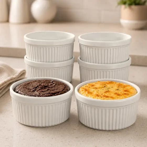 Kit 6 Ramequim de Porcelana 270ml Petisqueira Porcelana Cumbuca para Forno Potinho Airfryer