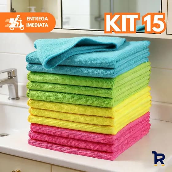 Kit 15 Pano de Microfibra para Limpeza Flanela Microfibra Mágica para Limpeza de Cozinha e Banheiro