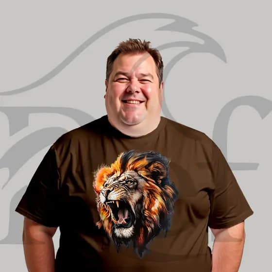 Camiseta Camisa Plus Size Masculina Streetwear Leão Rugindo Malha Penteada Algodão Premium