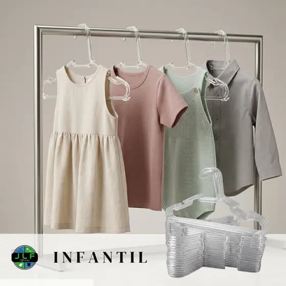 Kit Cabide Plástico Cristal INFANTIL/ BEBÊ/ CRIANÇA Transparente