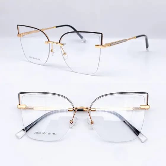 Armação De Óculos Feminino metal Gatinha Semi Aro Modelo/NOVO