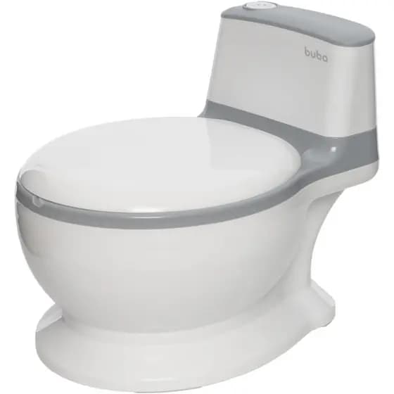 VASO SANITARIO INFANTIL C/ SOM BUBA BRANCO COM CINZA