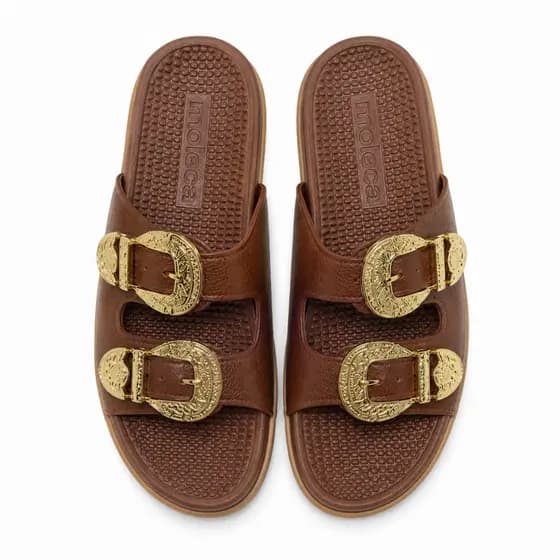 Sandalia Papete Rasteira Moleca Ana Castela Birken Fivela