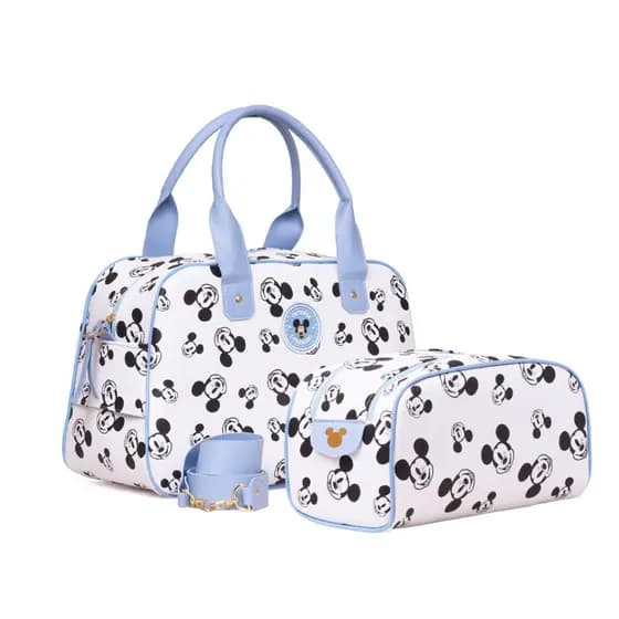 Bolsa Maternidade Kit Mala + Frasqueira Menina Menino Mickey Minnie Viagem Passeio Creche
