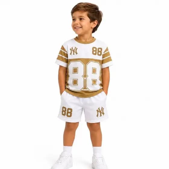 Conjunto Infantil Masculino Verão Camiseta e Bermuda Casual Menino estiloso