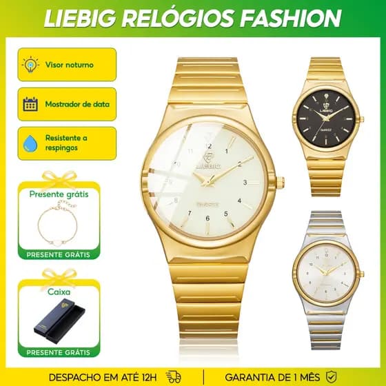 LIEBIG Relógios femininos Moda de marca original Relógios femininos de ouro Relógio de quartzo