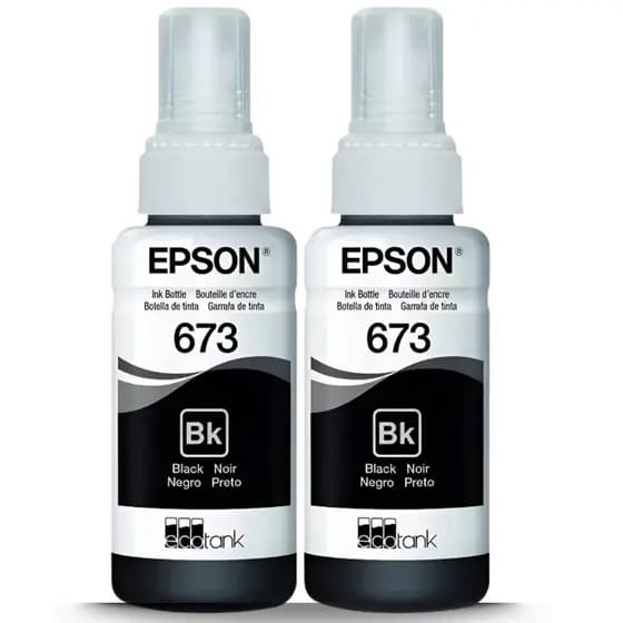 Refil Garrafa De Tinta Impressora Epson T673 Preto 2 Unidades