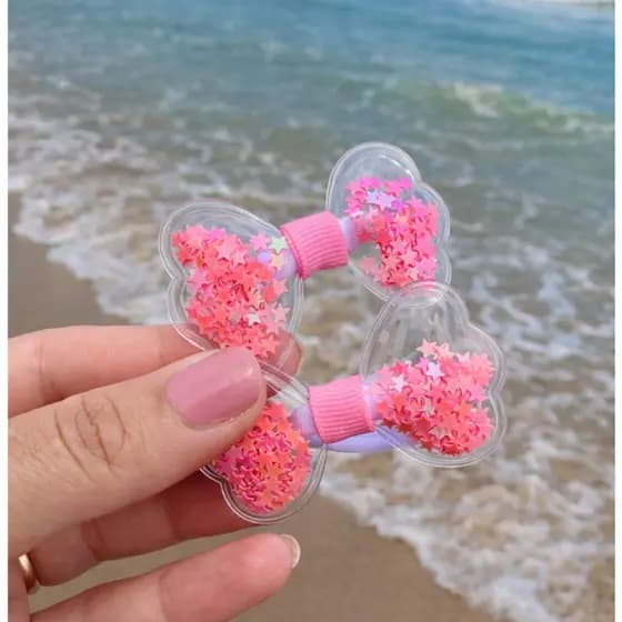 Parzinho de laço infantil - Laços resistente a água - Xuxinha/Rabicó de cabelo Praia/Piscina